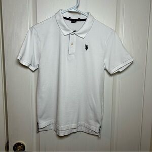 US Polo Assn kids Collared Polo Shirt White 100% Cotton Size Medium